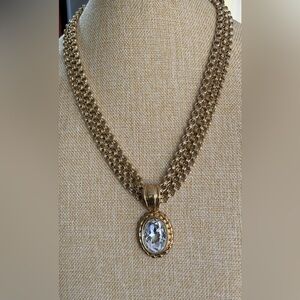 Givenchy Paris New York Vintage Multi Strand Gold-Plated and Rhinestone Necklace
